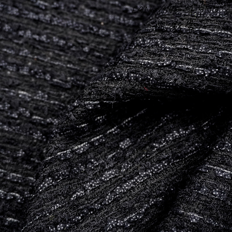 Sewing Tweed - Czarna tweedowa tkanina na sukienki i