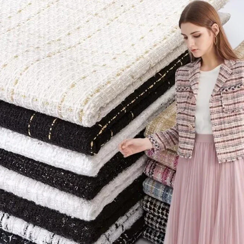 Sewing Tweed - 50cm Złoty Jedwab Mały Zapach Tkanina