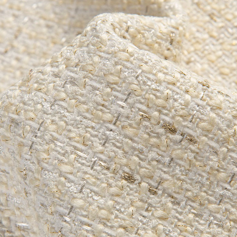 Sewing Tweed - Beżowa kolorowa i złota przędza drutowa