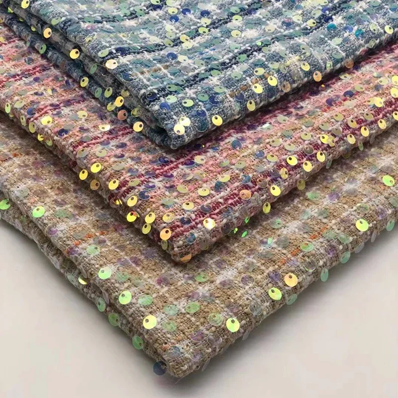 Sewing Jackets - Różowo-Niebiesko-Marszczona Tkanina z Cekinami w Stylu