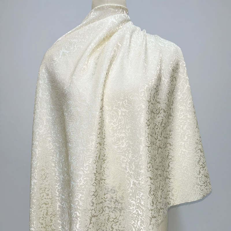 Sewing Jackets - Wstępnie przycięty beżowy żakardowy brokat damasceński,