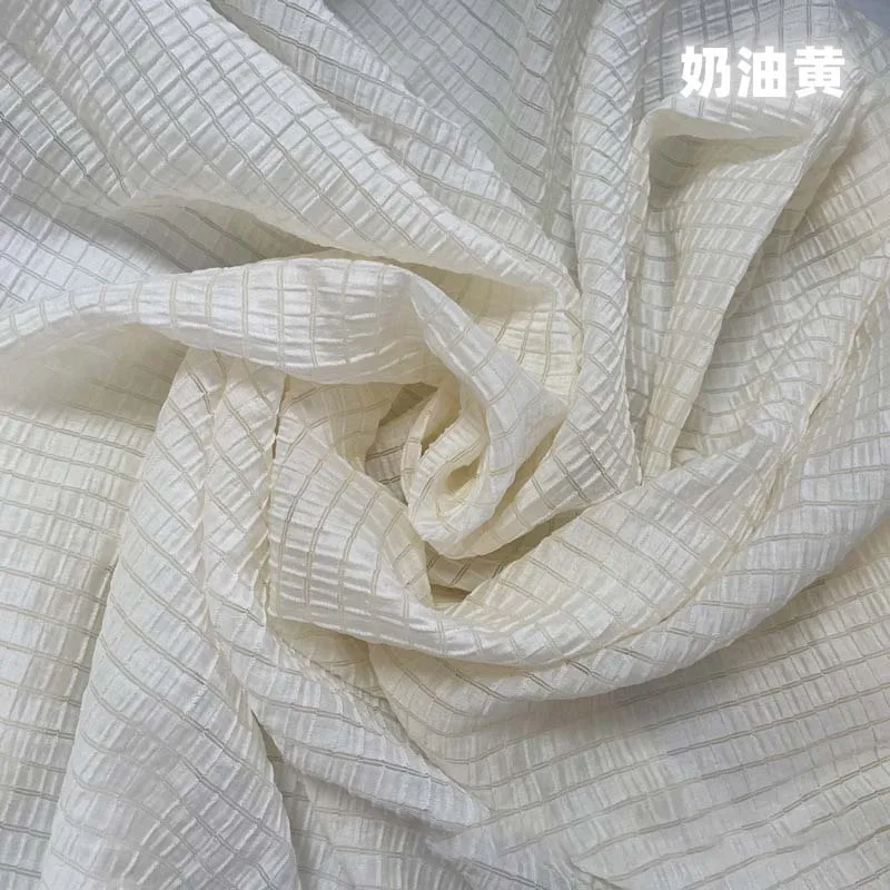 Kremowo-żółta tkanina w kratę, – Textile And Sewing Materials recenzja i cena
