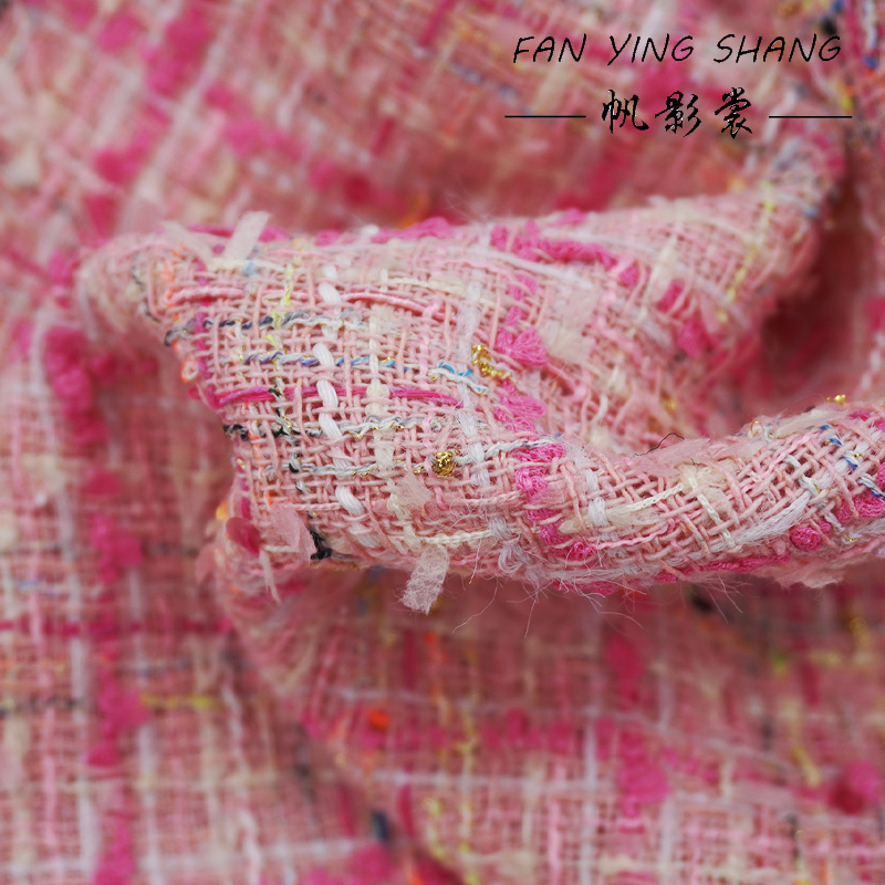 Różowa tkanina tweedowa z fręd – Sewing Tweed recenzja i cena