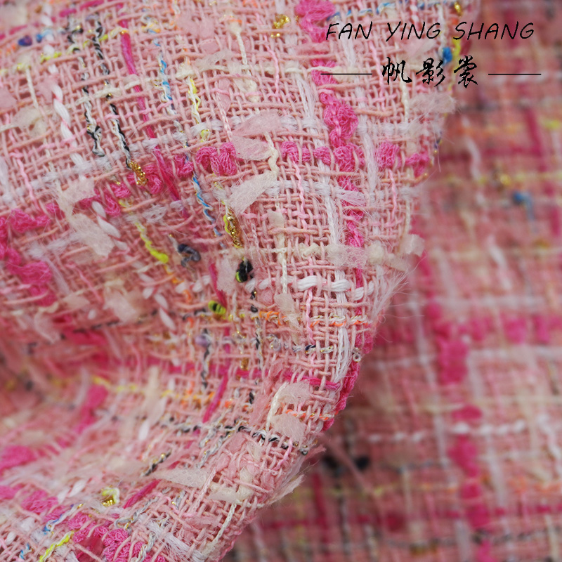 Różowa tkanina tweedowa z fręd – Sewing Tweed recenzja i cena