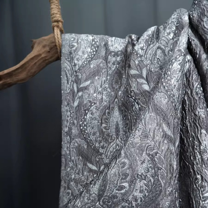 Szare, żakardowe zasłony w sty – Textile And Sewing Materials recenzja i cena
